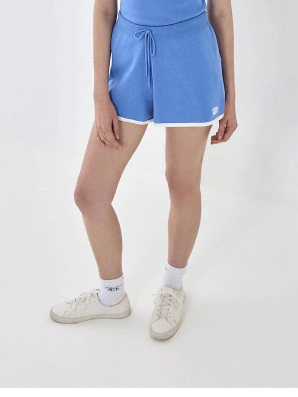 De Rococo Sporty Knitted Shorts Blue Drawstring Knit Lounge Shorts XS